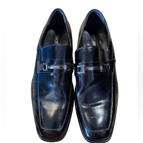Stacy Adams Other - Stacy Adams Mens Size 10.5 Black Leather Slip On Loafers with Silver Buckle